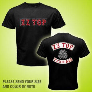 New ZZ TOP logo TEXICALI# band tee Mens Black T Shirt All Size