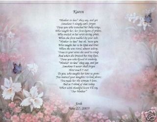 wedding mother in law poem personalized print prayer time left