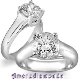   round ideal cut genuine diamond lucida solitaire ring 18k white gold