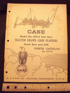 1955 case model 454a 4 row corn planter parts manual