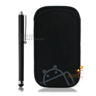 Black Android Case Pouch+ Touch Pen For Motorola RAZR XT910 Photon 