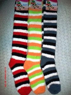 pair long fuzzy socks multi colored size 6 10 new