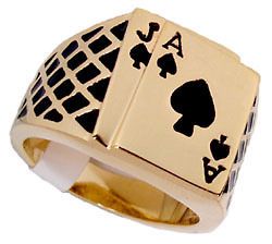 poker lucky vegas black jack 18kt gold plated ring more