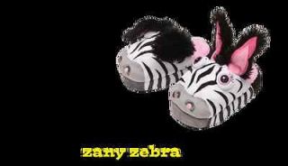 SILLY SLIPPEEZ SLIPPERS STOMPEEZ AS SEEN ON TV Zany Zebra Size Large