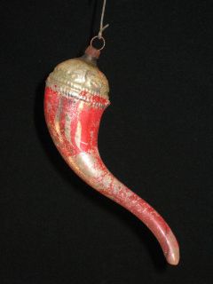 Pipe Shaped German Glass Christmas Ornament Figural Antique Vintage 