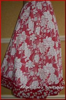 PER UNA SIZE 12 RED/IVORY FLORAL POLKA DOT PRINT PEARLESCENT DISC 