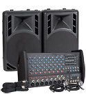   PM15 STEREO 1200W 8 CHANNEL POWERED PA SYSTEM MIXER & SPEAKERS N