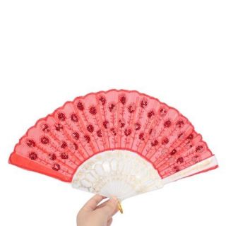 Bridal Wedding Party Decor Spanish Embroider Flowery Lace Hand Fan 