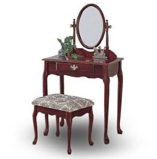 cherry wood queen anne vanity with table bench set time