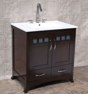 30 Bathroom Vanity Cabinet Ceramic Top Sink Faucet TR1