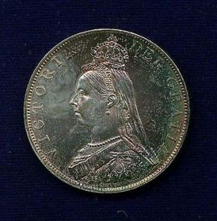 ENGL​AND VICTORIA 1887 DOUBLE FLORIN SILVER COIN, CHOICE 