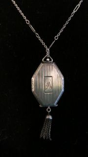 Victorian 8 Sided Sterling Silver Locket With Tassel on 16 Decorative 
