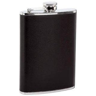 8oz Black Wrapped Stainless Steel Hot/Cold Travel Drinking Pocket Size 