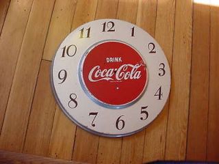 Vintage 1951 Coca Cola Tin Wall Clock 18 Rare Model 608 Silver Face 