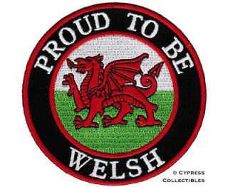   BE WELSH embroidered iron on PATCH UK WALES CYMRU FLAG EMBLEM dragon