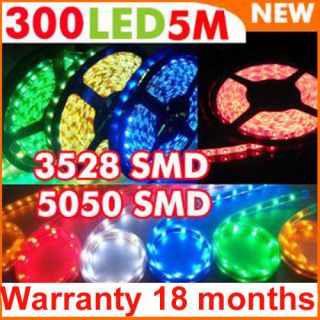 5M 12V Non Waterproof 300 LED Strip Light 3528/5050 SMD String Ribbon 