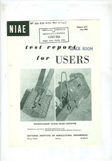 niae test report handyloader auger grain conveyor 1965 from united