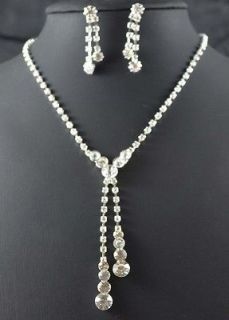   Bridal Bridesmaid crystal Tear Drop Necklace earring Jewelry sets 390