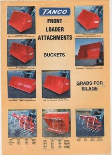 tanco front loader attachments sales sheet from united kingdom time