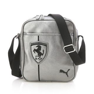  Ferrari LS Small PU Leather Shoulder Messenger Bag in Silver Color