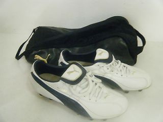 PUMA KING Leather Football White/Navy Cleats Size 7.5 US Men New