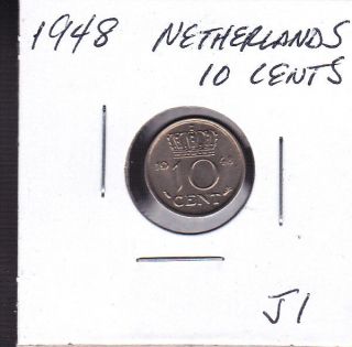 1948 netherlands 10 cents world coins lot j1 time left
