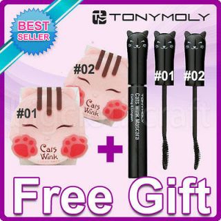 2Pcs SET Tonymoly Cats Wink Mascara #1 Volume #2 Curling and Clear 