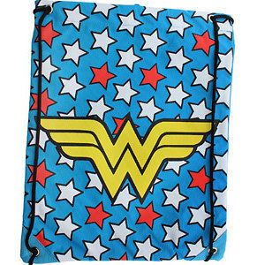 New Wonder Woman Cinch Bag Licensed DC Comics Logo Stars Drawstring 