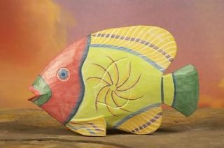 Colorful Hand Carved Wooden Fish Hand Painted Decorative Sculpture 