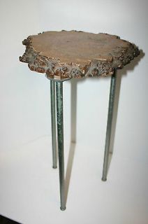 retro petrified wood three leg table very unusual time left