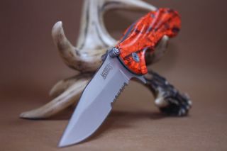 Marbles Knives Blaze Orange Camo Linerlock New Pocket Knife 4 Closed 