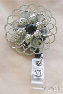 ID Badge Tag Key Pen Glass Holder Retractable Reel Lanyard Flower 