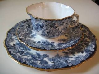 Bone China Hammersley England Victorian Blue & White Plate Cup 