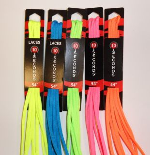 10 Seconds Oval Athletic Shoelaces 5 Neon Colors 36 45 54 63 Made 