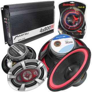   Car Audio Amplifier 2 12 Subwoofers 2 6X9 Speakers Subs Wire Package