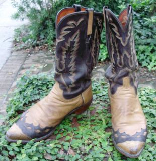 VINTAGE TAN 1883 BY LUCCHESE COWBOY BOOTS SIZE 12 MED. NATUARALLY 