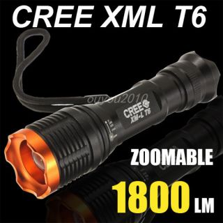 12W 1800 Lumens CREE XM L T6 Tactic Zoomable Flashlight Torch Lamp 