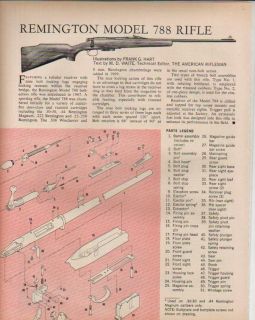 1971 Remington Article Model 788 Rifle Parts List