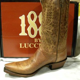Tan Mad Dog Goat Snip Toe 1883 by Lucchese Size 10 5 D Cowboy Boot 
