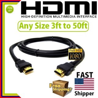 HDMI Cable 3ft 6ft 10ft 15ft 25ft 50ft for HDTV Bluray Xbox PS3 DVD 3D 