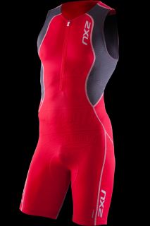2XU Comp Trisuit SBR Skin Red Grey Medium Mens Triathlon Racing Suit 