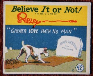   Ripleys Believe It or not R21 Card 42 Greater Love Hath No Man