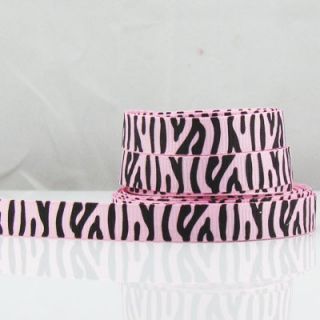 50 Yards 3 8 9mm Lot Printed Pink Zebra Grosgrain Ribbon
