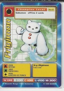   Cards + Bandai Digimon BO 07 FRIGIMON Champion Level Common Card Mint