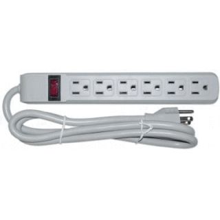 New 6 Outlet Power Cord Strip 10ft Horizontal Socket Orientation 