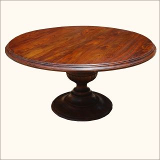 60 Rustic Hardwood 6 Seater Round Kitchen Dining Room Pedestal Table 