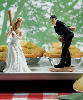 Bride at Home Base Baseball Wedding Cake Topper Figurine