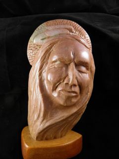 Vintage A F Martinez Alabaster Old Warrior Marble Statue Indian Brave 