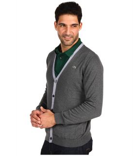 Lacoste Cotton Jersey Cardigan w/ Stripe Tipping    