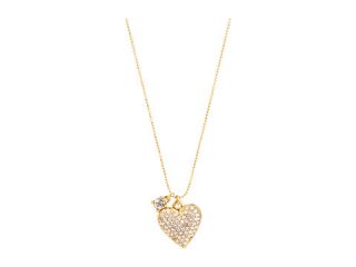 betsey johnson pearl crystal heart fireball necklace $ 48 00